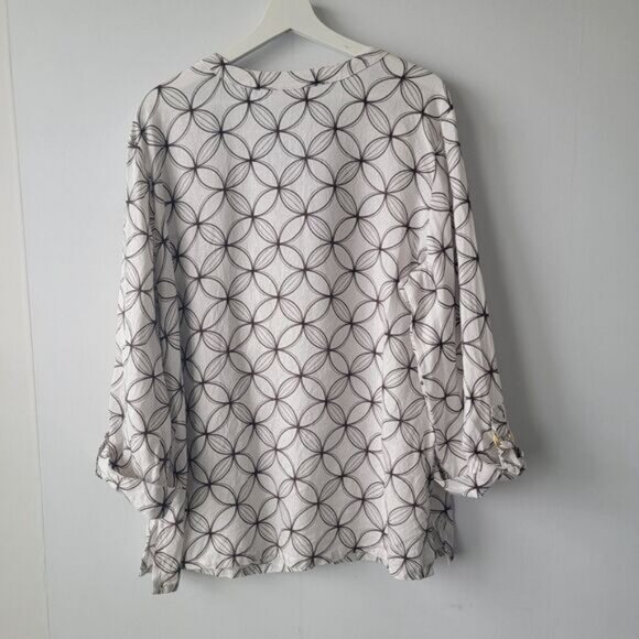 Jm collection womens tops size 18 roll-tap sleeve 100% linen popover pleated - Picture 2 of 9